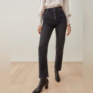 Reformation Black Straight Leg Jeans